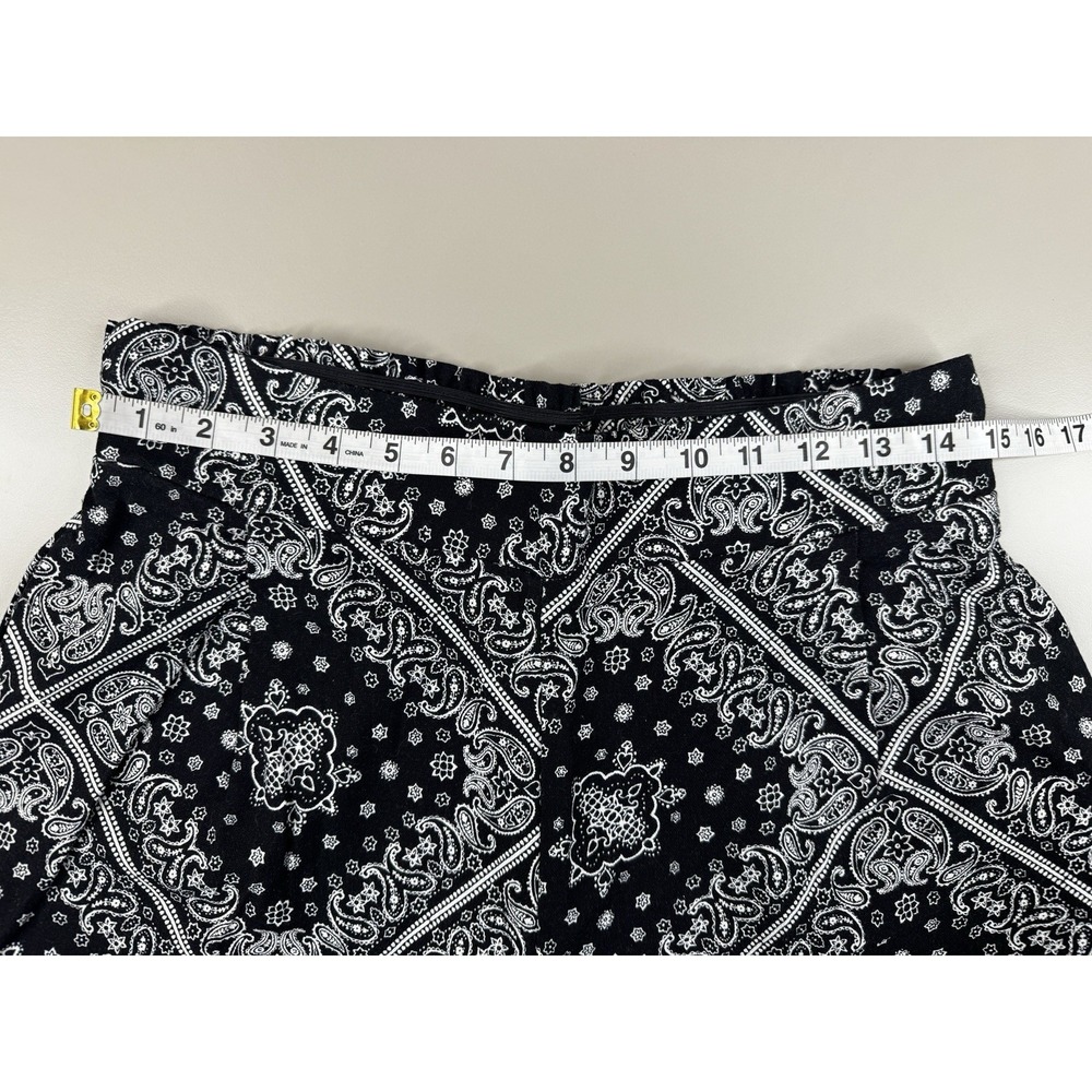 Monteau Los Angeles Linen Blend Wide Leg Bandana Print Pants XL‎ Black White - Picture 6 of 11